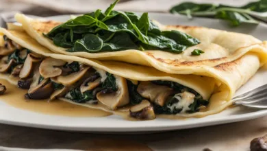 Spinach and Mushroom Stuffed Crepes