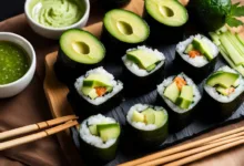 Avocado and Cucumber Sushi Rolls