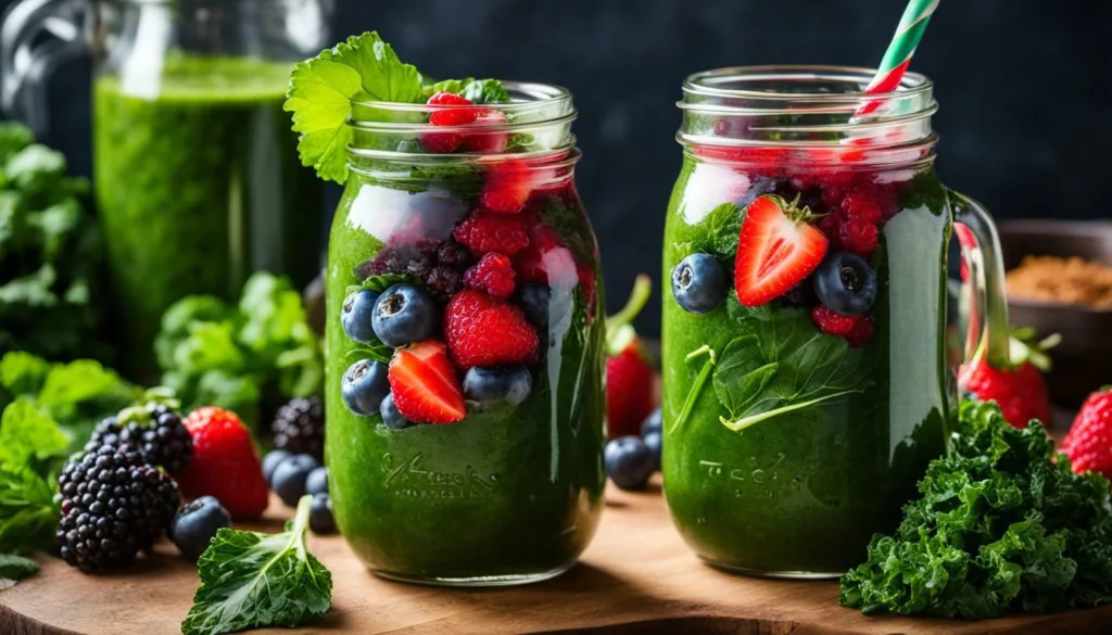 homemade kale and berry smoothie